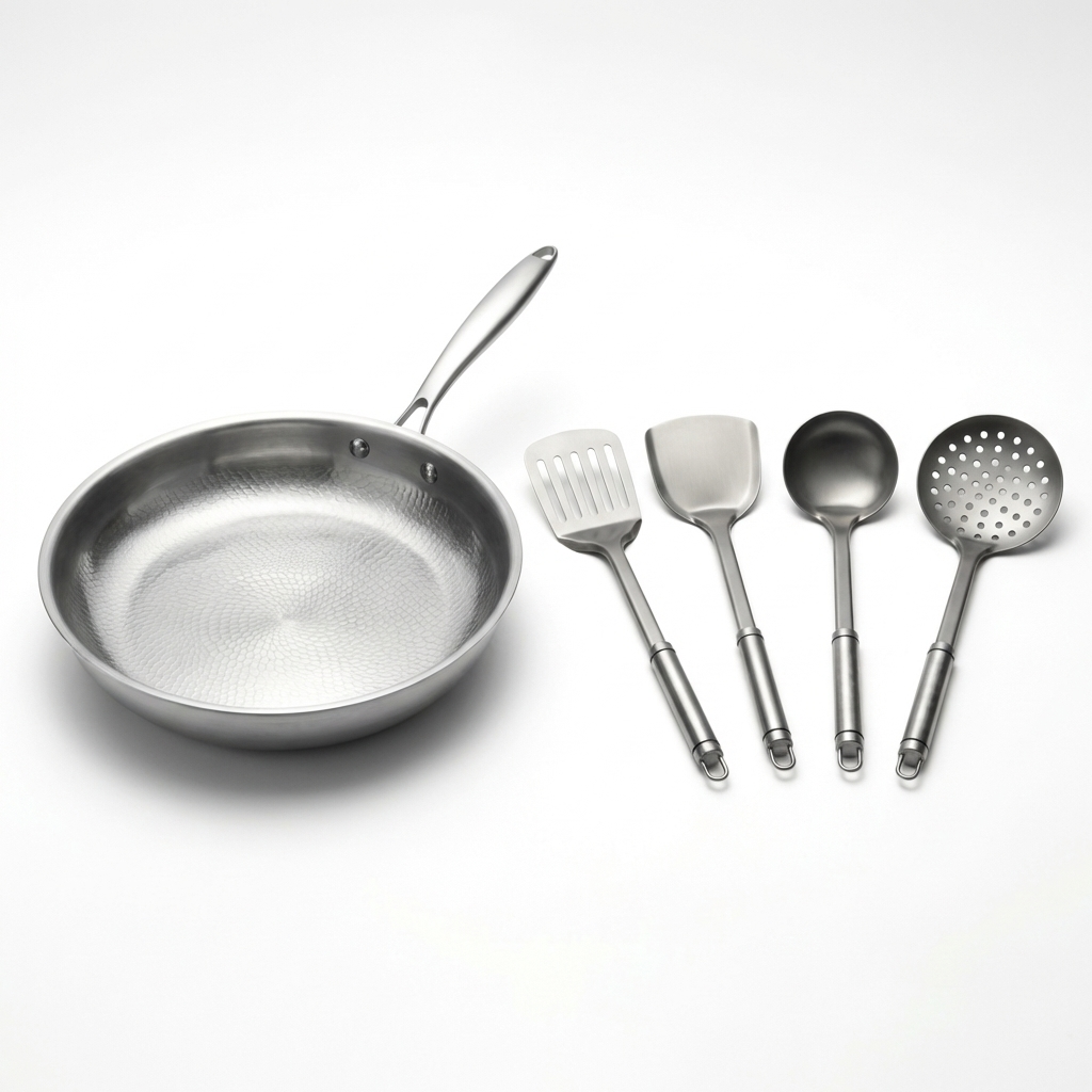 Titanium Hammered Pan & Utensils Bundle