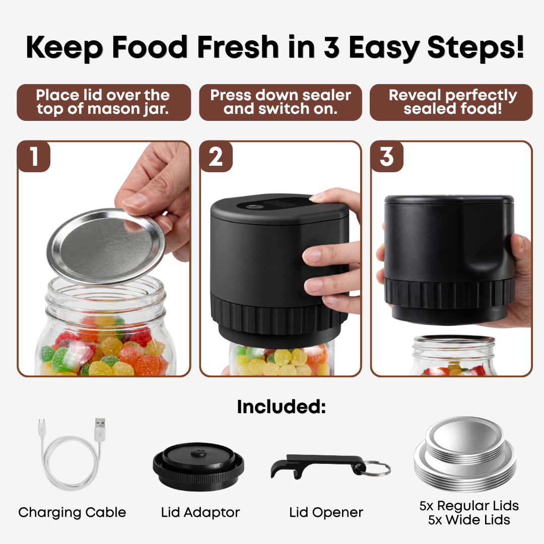 FreshGuard™ Vacuum Mason Jar Sealer